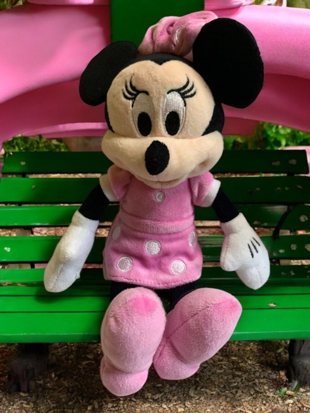 Vintage Disney Minnie Mouse Plush Pink Dress 10" Stuffed Toy Doll